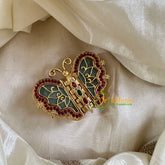 Gold Look Alike AD Stone Kumkum Box-Butterfly -G10266